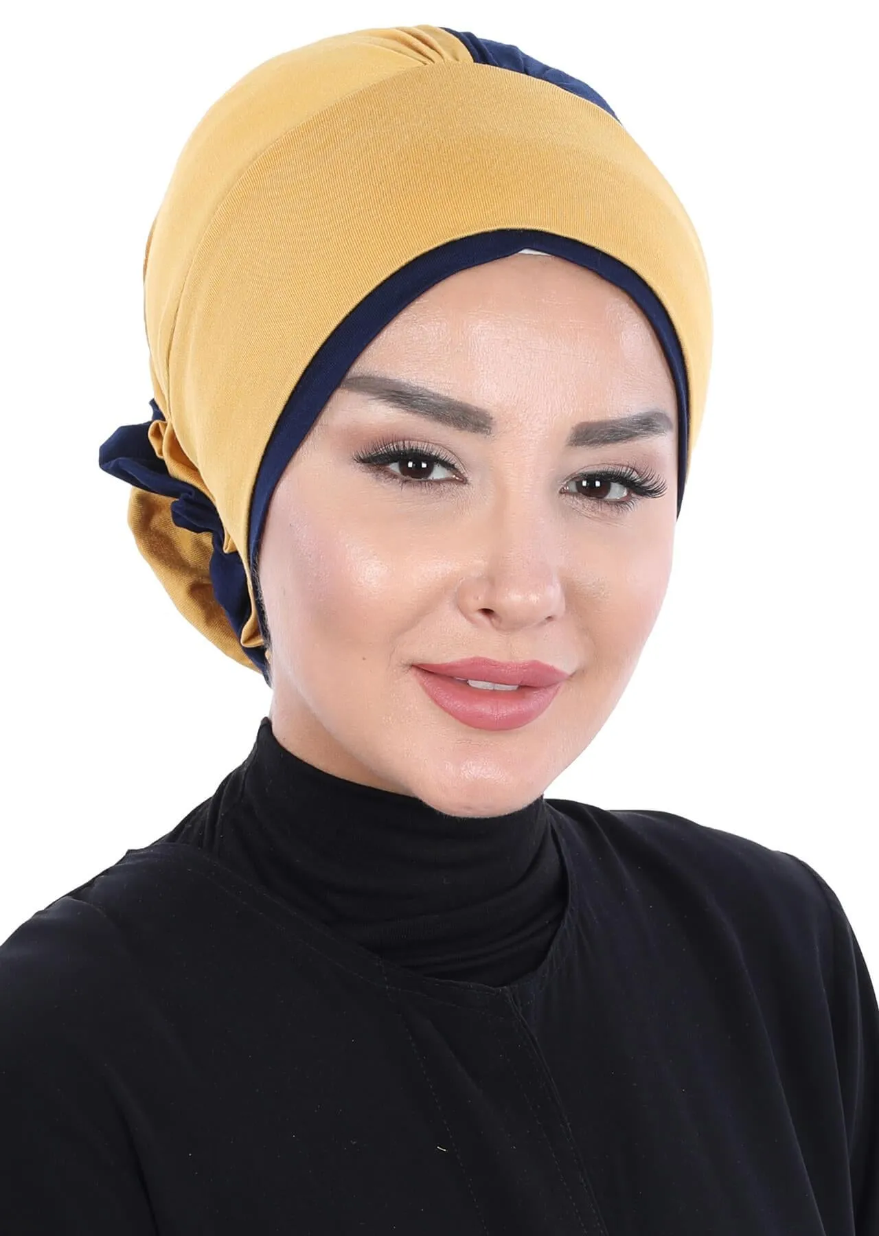 Floral Pre-Tied Instant Turban Fashionable Head Covering with Twin Colors, Soft Combed Cotton Easy Wear Hijab Headwrap with Rose Detail,B-28