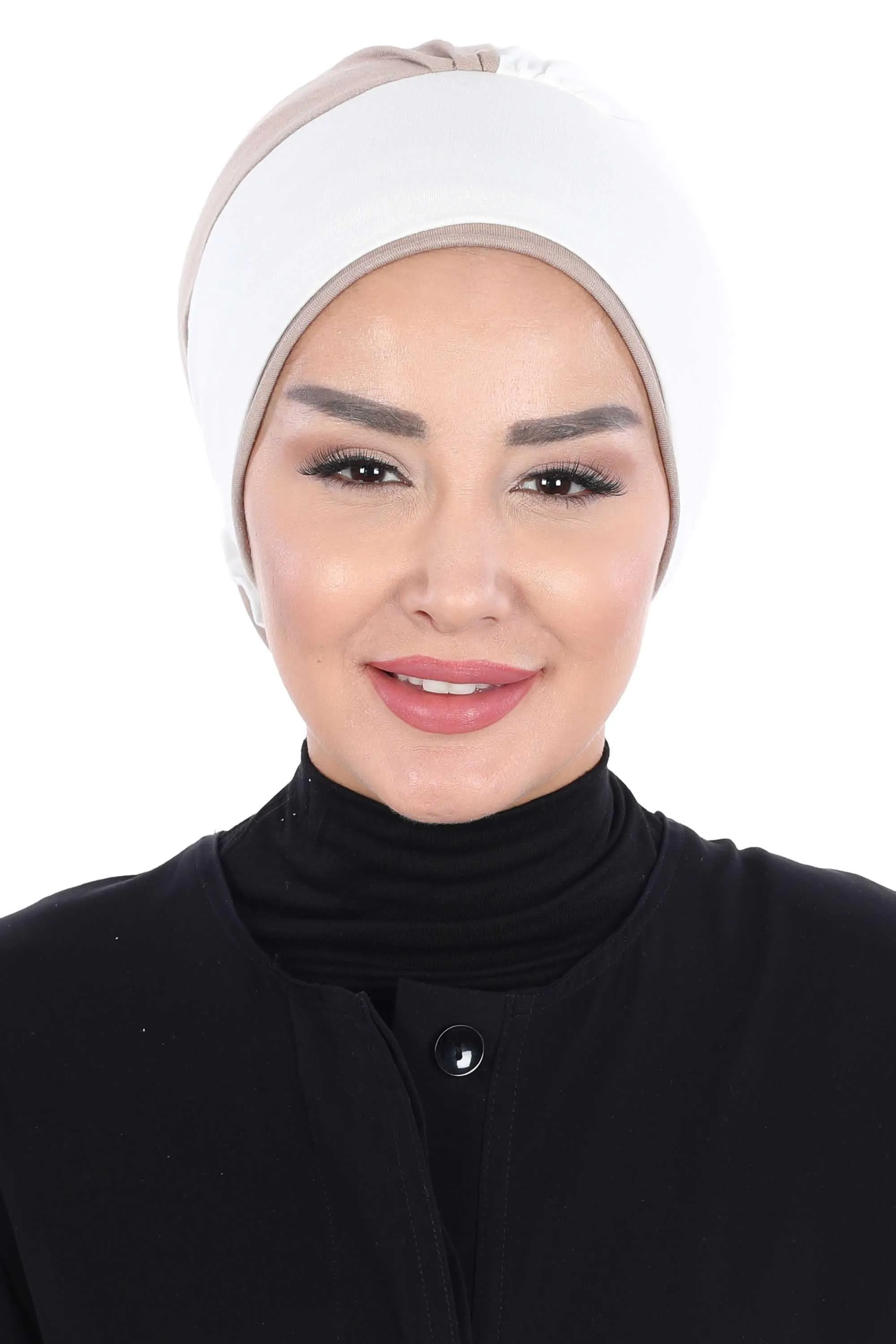 Floral Pre-Tied Instant Turban Fashionable Head Covering with Twin Colors, Soft Combed Cotton Easy Wear Hijab Headwrap with Rose Detail,B-28