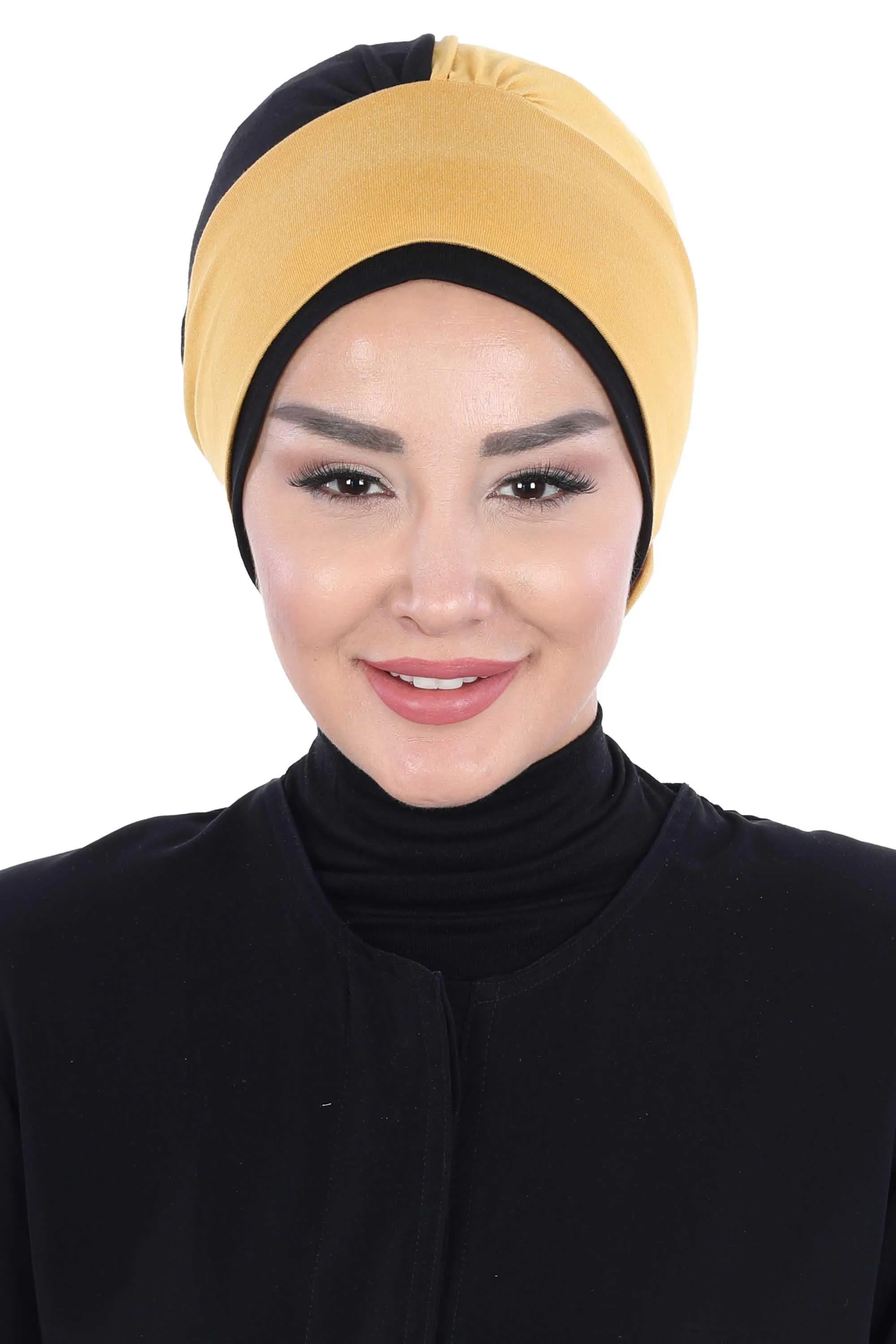 Floral Pre-Tied Instant Turban Fashionable Head Covering with Twin Colors, Soft Combed Cotton Easy Wear Hijab Headwrap with Rose Detail,B-28