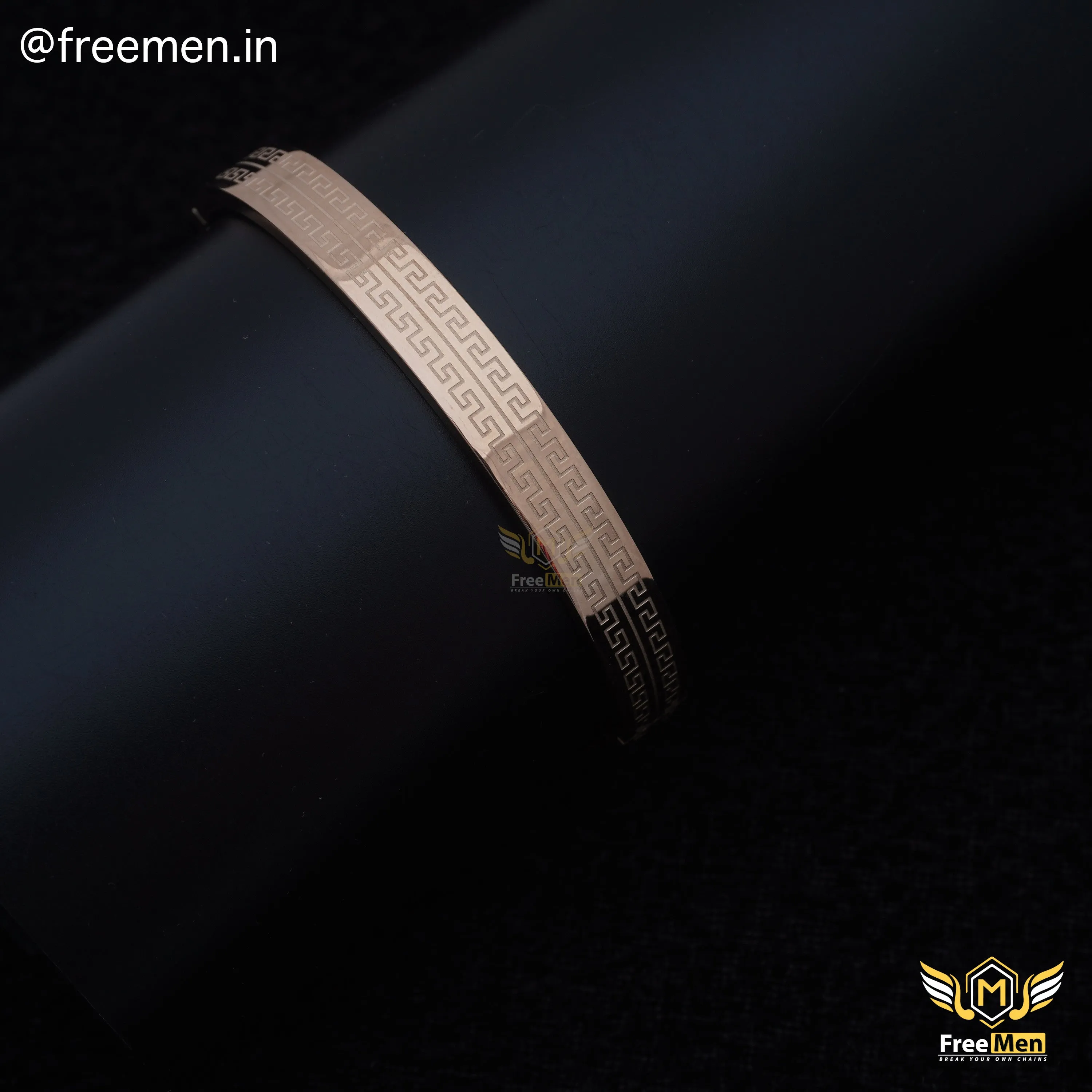 Freemen Digital Design Rosegold Plated Kada for Men - FM105