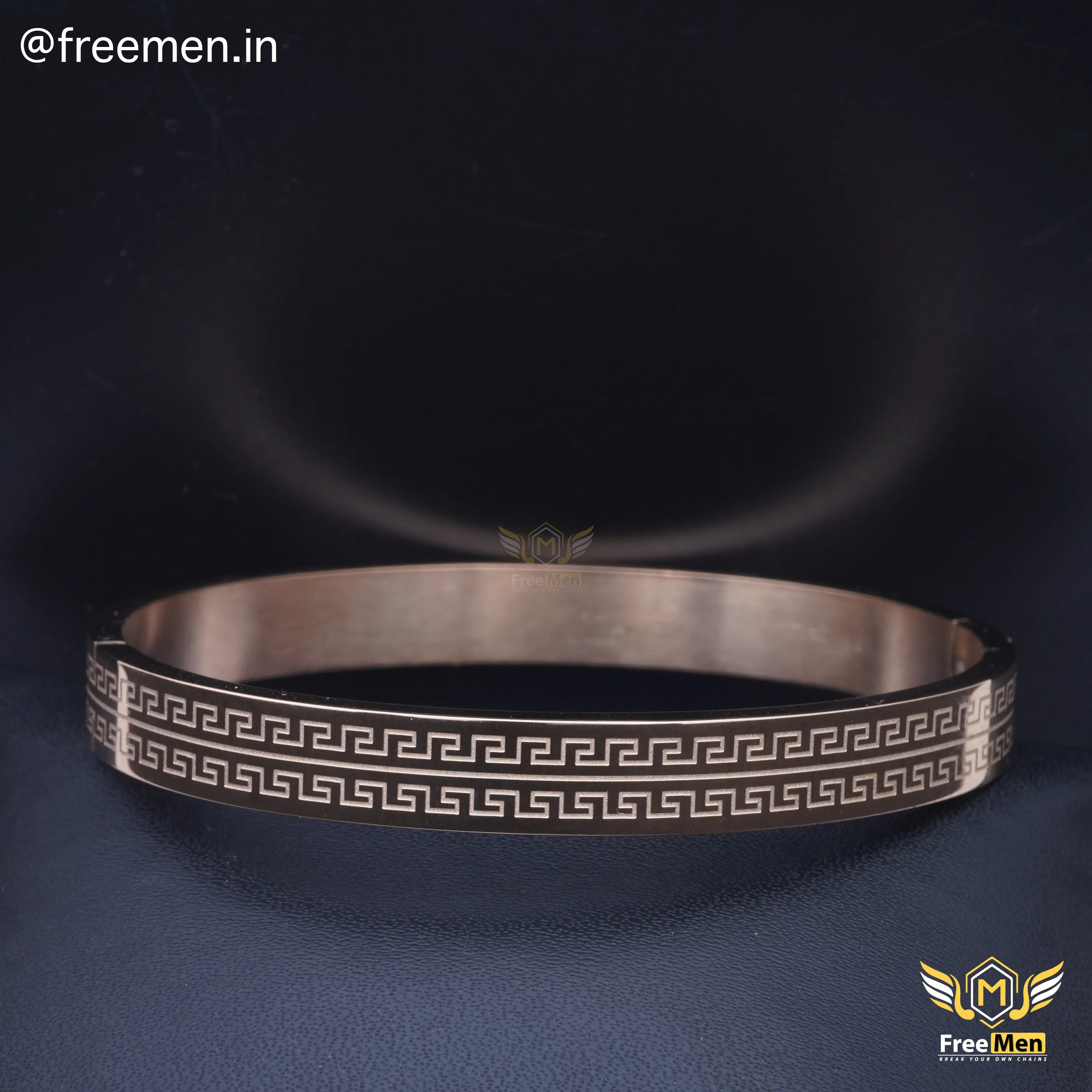 Freemen Digital Design Rosegold Plated Kada for Men - FM105