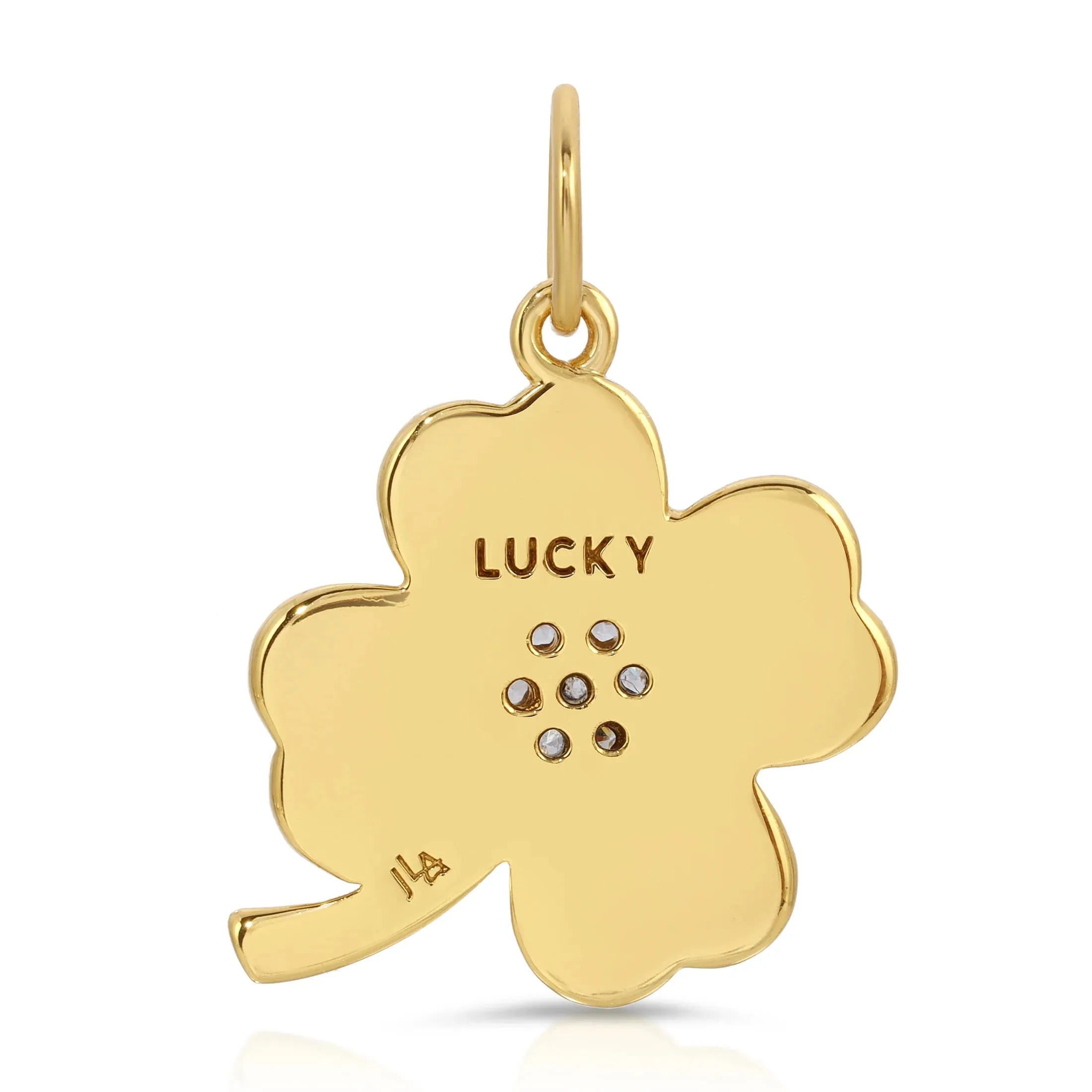 Gold Lucky Clover Necklace with Cubic Zirconia