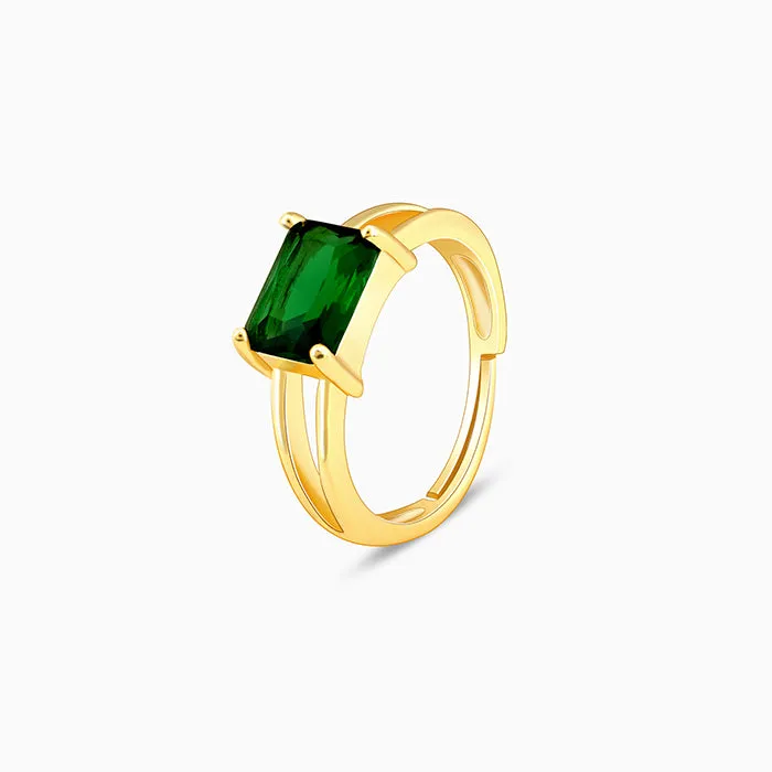 Golden Green Velvet Stone Ring