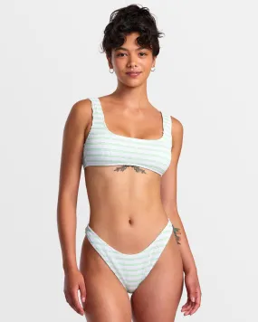 Grooves Stripe Laceback Bralette Bikini Top - Whisper White