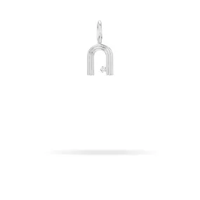 Groovy Diamond Initial Mini Bead Charm N in Sterling Silver