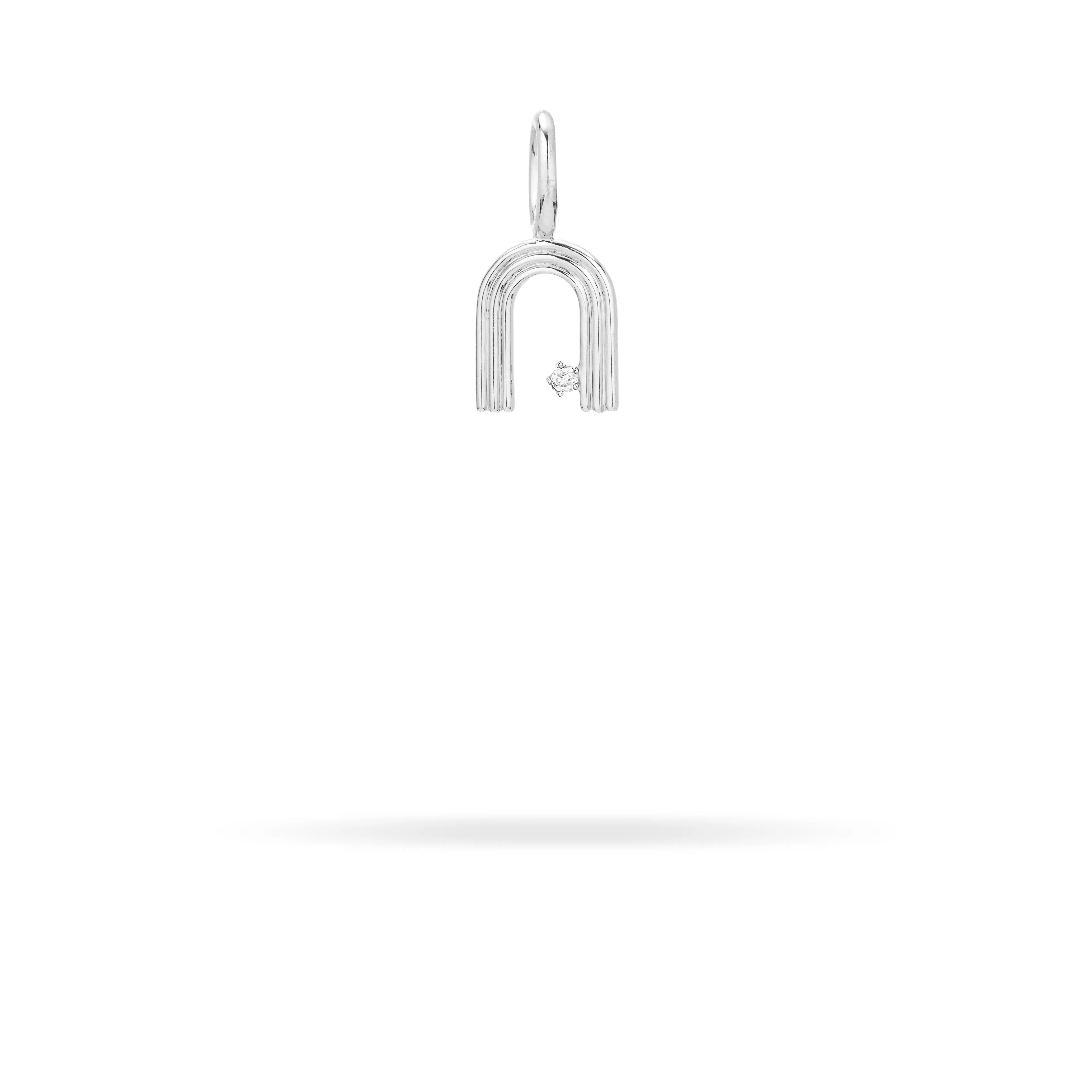 Groovy Diamond Initial Mini Bead Charm N in Sterling Silver