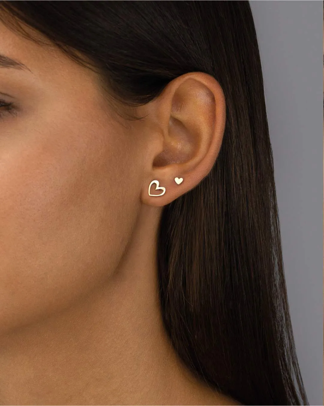 i Love. Dainty Stud Earrings, Gold