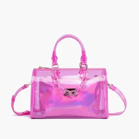 Instant Shipping! Iced Out Hologram Satchel: Pink