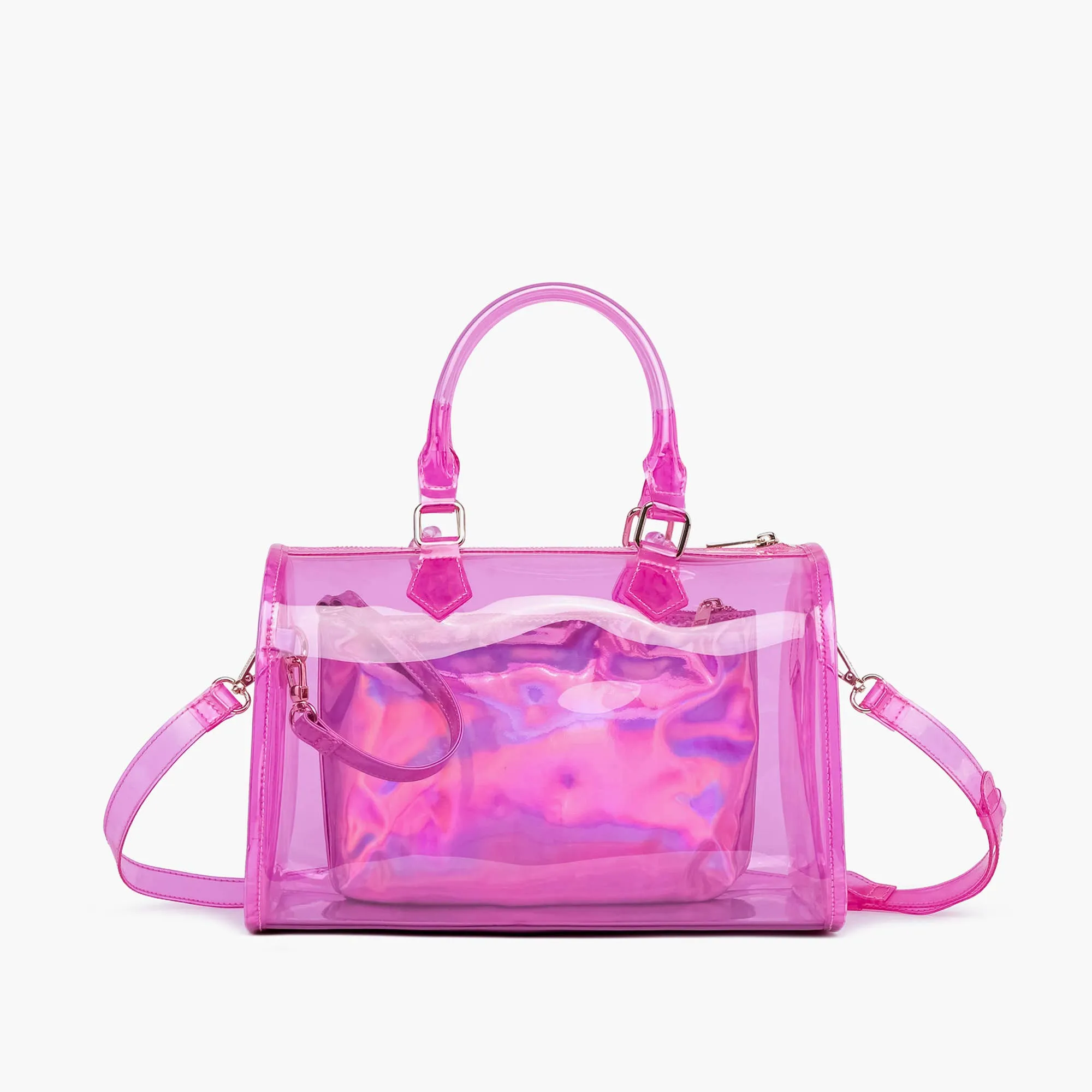 Instant Shipping! Iced Out Hologram Satchel: Pink