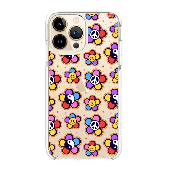 iPhone Case - Hippy 80s Fashion Mushroom Daisy Peace Rainbow