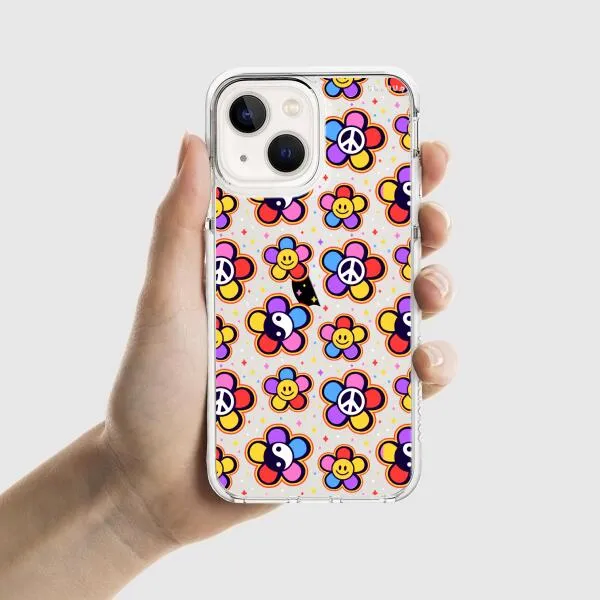 iPhone Case - Hippy 80s Fashion Mushroom Daisy Peace Rainbow