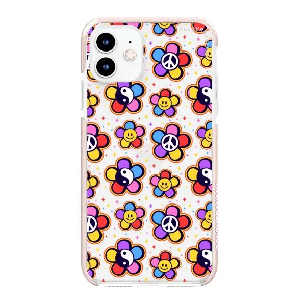 iPhone Case - Hippy 80s Fashion Mushroom Daisy Peace Rainbow