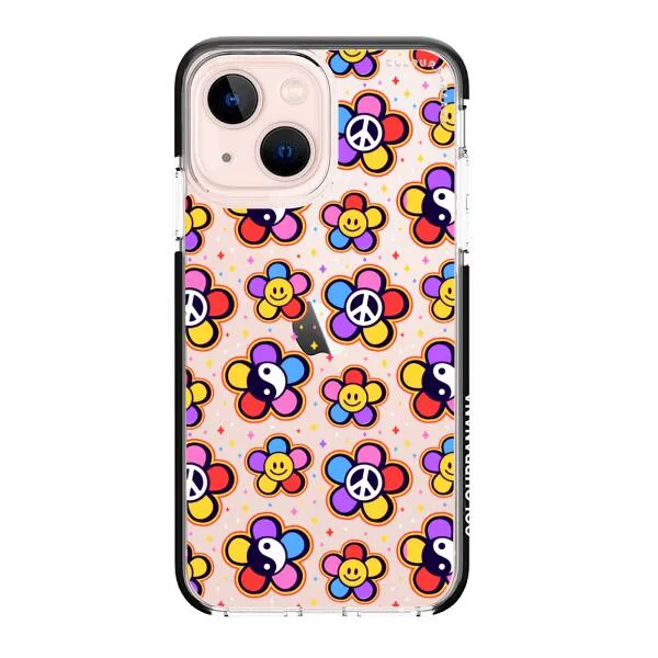 iPhone Case - Hippy 80s Fashion Mushroom Daisy Peace Rainbow