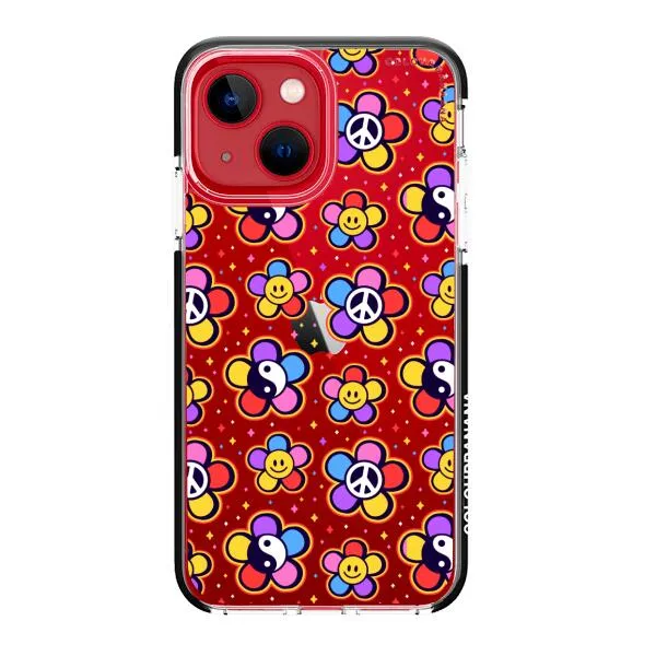 iPhone Case - Hippy 80s Fashion Mushroom Daisy Peace Rainbow