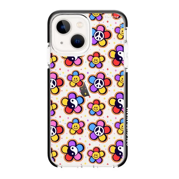 iPhone Case - Hippy 80s Fashion Mushroom Daisy Peace Rainbow