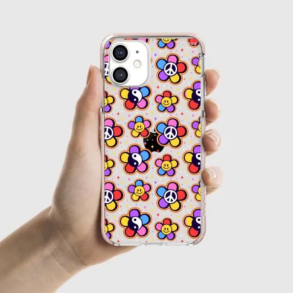 iPhone Case - Hippy 80s Fashion Mushroom Daisy Peace Rainbow