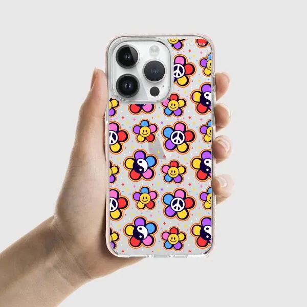 iPhone Case - Hippy 80s Fashion Mushroom Daisy Peace Rainbow