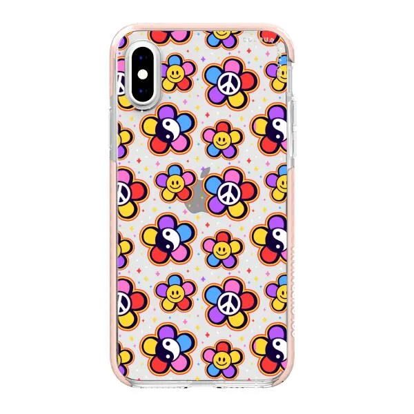 iPhone Case - Hippy 80s Fashion Mushroom Daisy Peace Rainbow