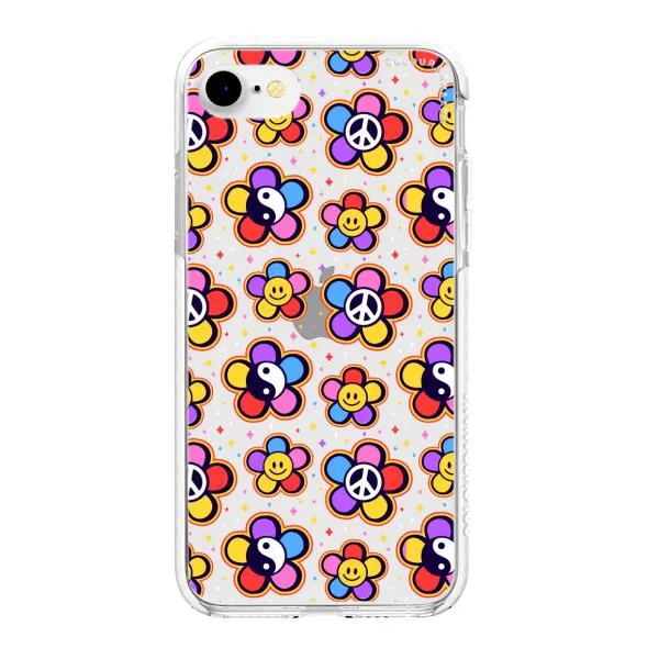 iPhone Case - Hippy 80s Fashion Mushroom Daisy Peace Rainbow