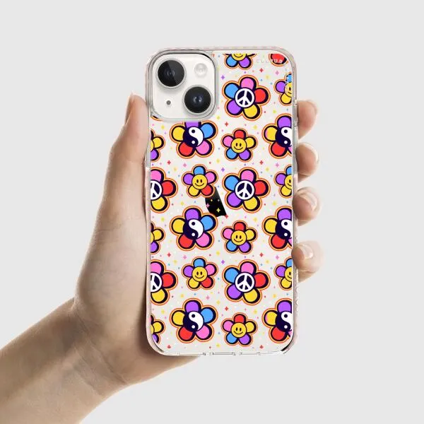 iPhone Case - Hippy 80s Fashion Mushroom Daisy Peace Rainbow