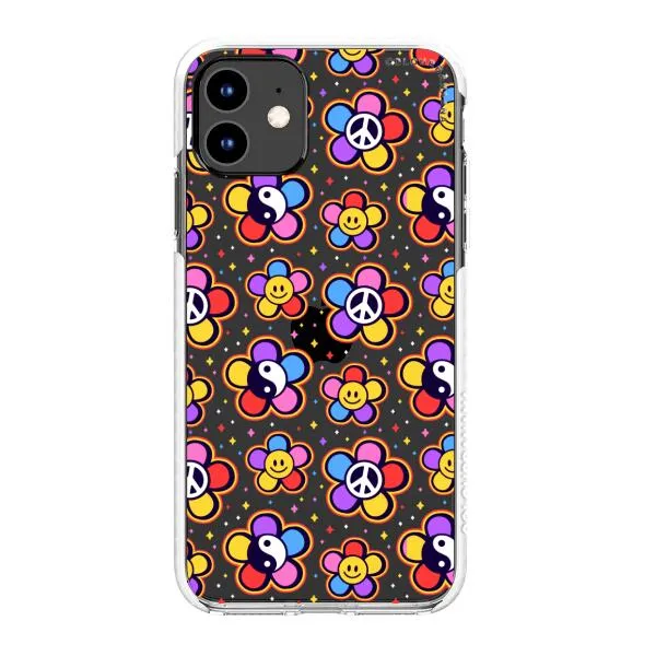 iPhone Case - Hippy 80s Fashion Mushroom Daisy Peace Rainbow