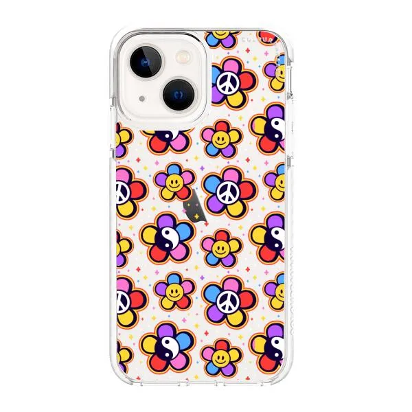 iPhone Case - Hippy 80s Fashion Mushroom Daisy Peace Rainbow