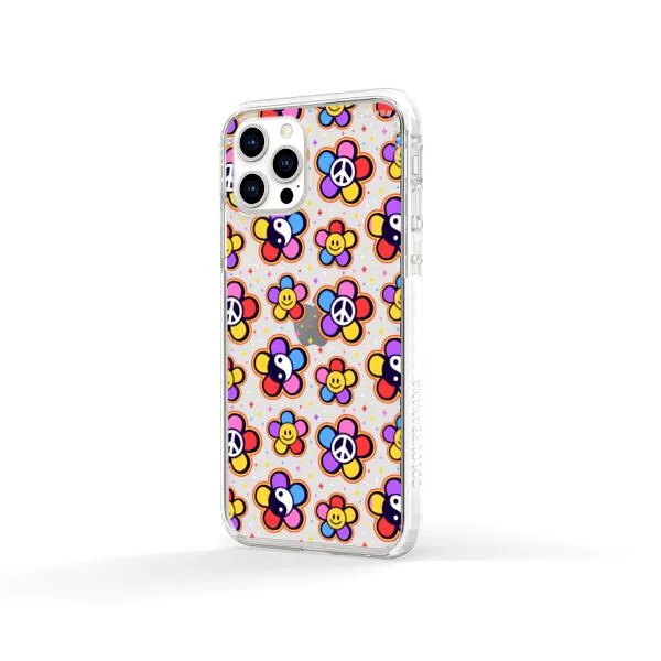 iPhone Case - Hippy 80s Fashion Mushroom Daisy Peace Rainbow