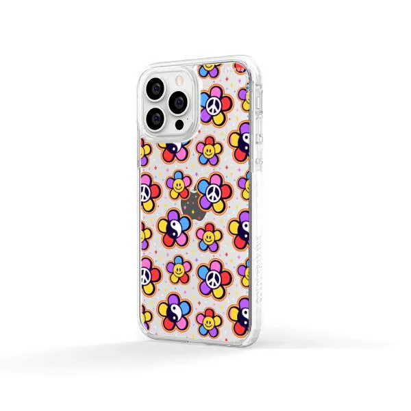 iPhone Case - Hippy 80s Fashion Mushroom Daisy Peace Rainbow