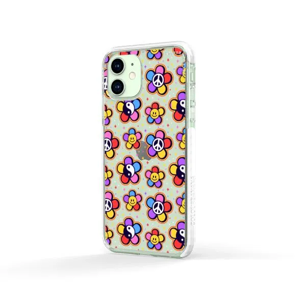 iPhone Case - Hippy 80s Fashion Mushroom Daisy Peace Rainbow