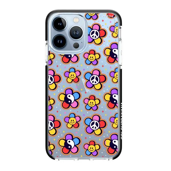 iPhone Case - Hippy 80s Fashion Mushroom Daisy Peace Rainbow