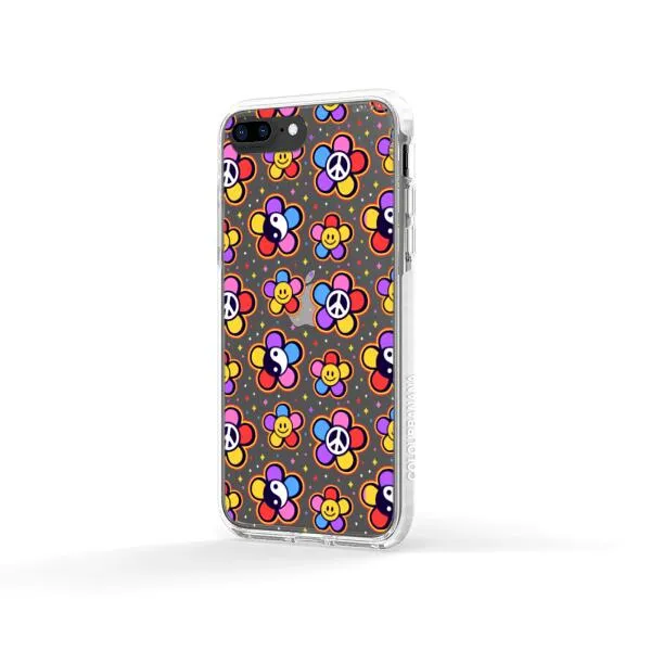 iPhone Case - Hippy 80s Fashion Mushroom Daisy Peace Rainbow