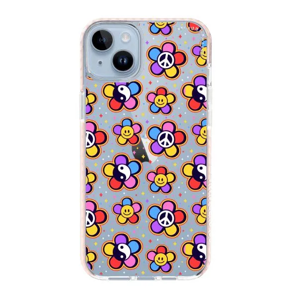 iPhone Case - Hippy 80s Fashion Mushroom Daisy Peace Rainbow