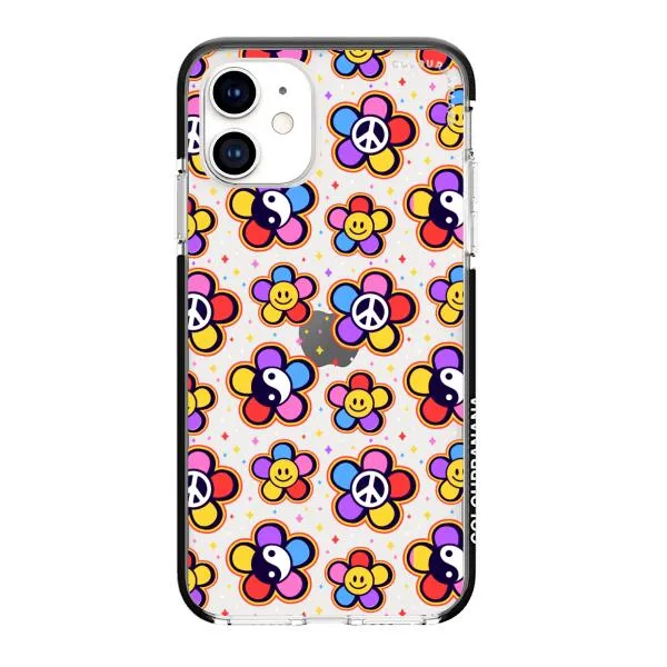 iPhone Case - Hippy 80s Fashion Mushroom Daisy Peace Rainbow