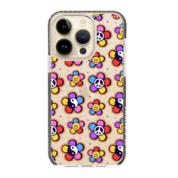 iPhone Case - Hippy 80s Fashion Mushroom Daisy Peace Rainbow