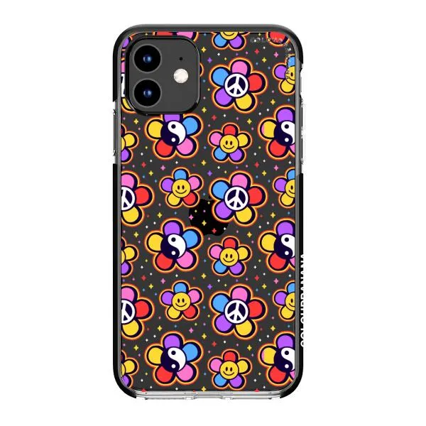 iPhone Case - Hippy 80s Fashion Mushroom Daisy Peace Rainbow