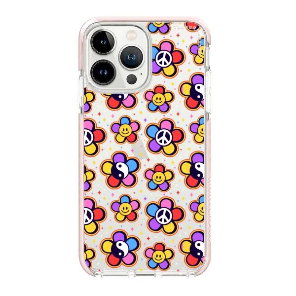 iPhone Case - Hippy 80s Fashion Mushroom Daisy Peace Rainbow