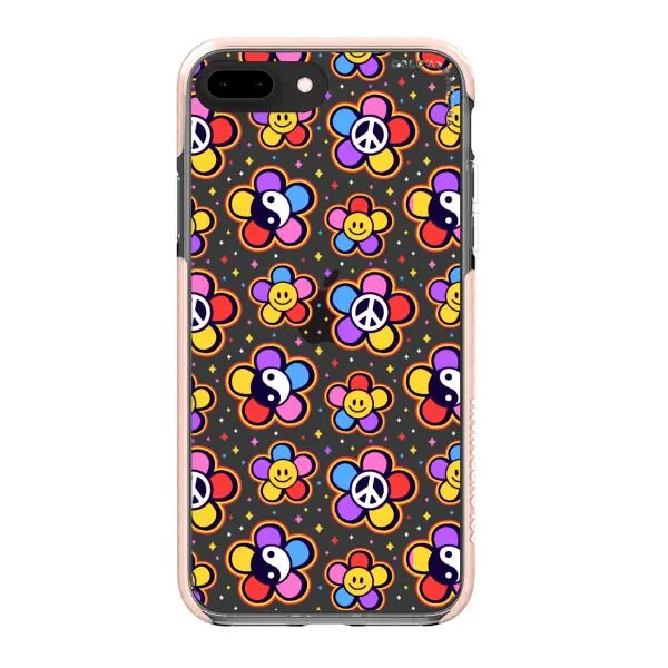 iPhone Case - Hippy 80s Fashion Mushroom Daisy Peace Rainbow