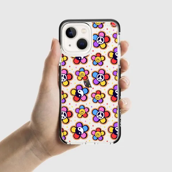 iPhone Case - Hippy 80s Fashion Mushroom Daisy Peace Rainbow