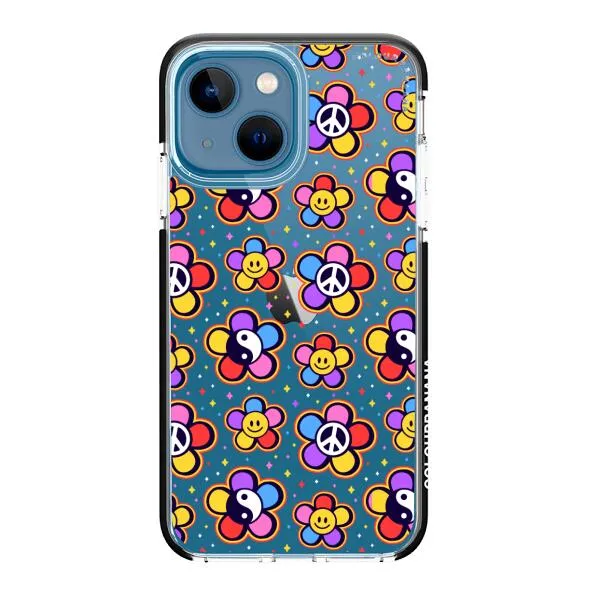 iPhone Case - Hippy 80s Fashion Mushroom Daisy Peace Rainbow