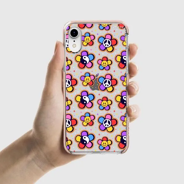 iPhone Case - Hippy 80s Fashion Mushroom Daisy Peace Rainbow