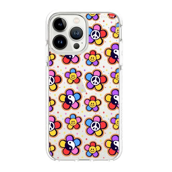 iPhone Case - Hippy 80s Fashion Mushroom Daisy Peace Rainbow