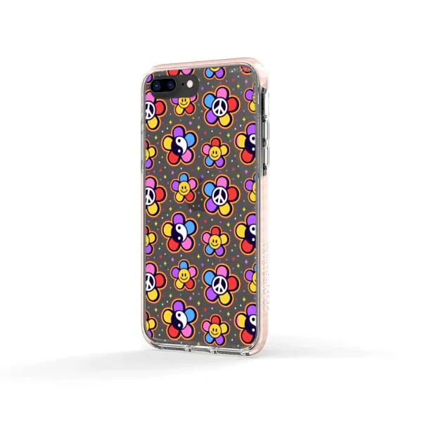 iPhone Case - Hippy 80s Fashion Mushroom Daisy Peace Rainbow