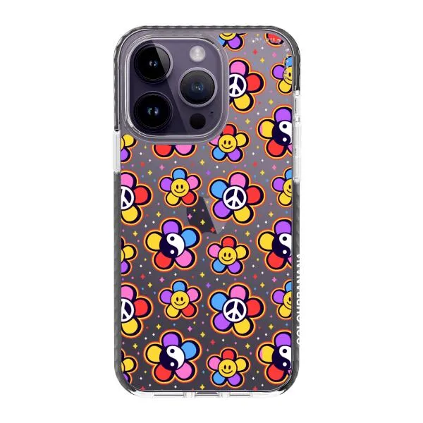 iPhone Case - Hippy 80s Fashion Mushroom Daisy Peace Rainbow