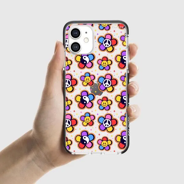 iPhone Case - Hippy 80s Fashion Mushroom Daisy Peace Rainbow