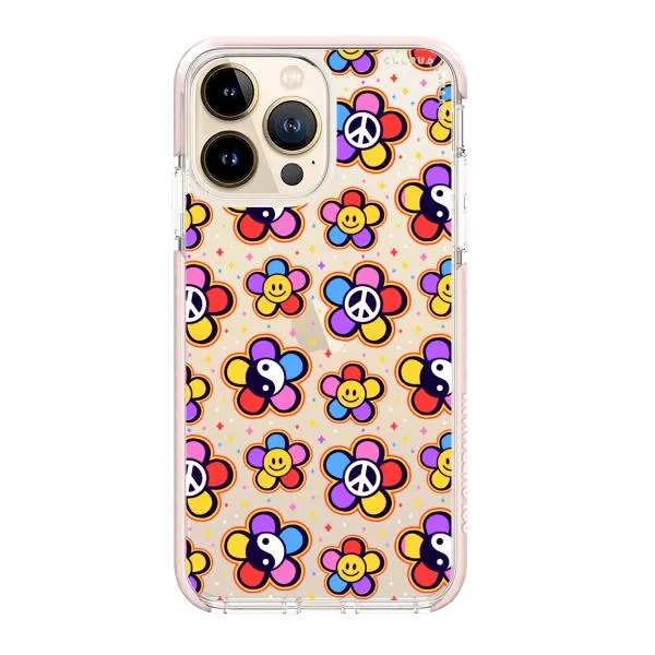 iPhone Case - Hippy 80s Fashion Mushroom Daisy Peace Rainbow