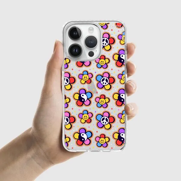 iPhone Case - Hippy 80s Fashion Mushroom Daisy Peace Rainbow