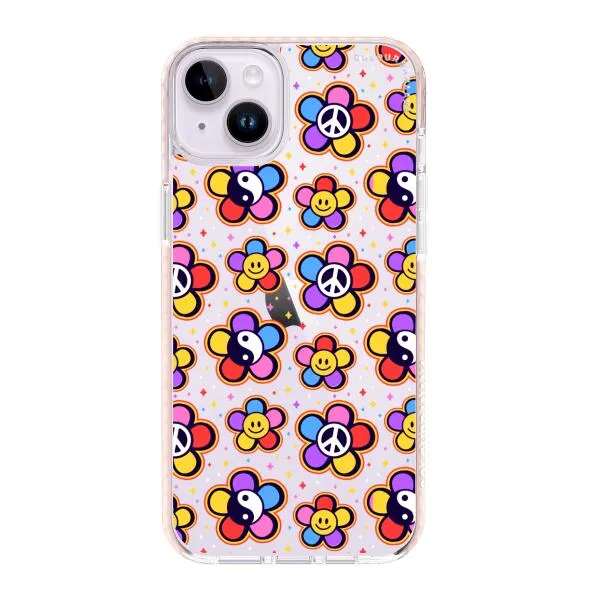 iPhone Case - Hippy 80s Fashion Mushroom Daisy Peace Rainbow