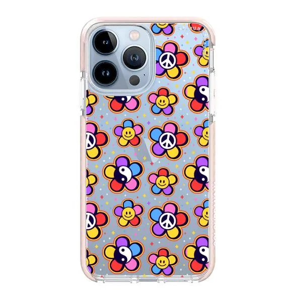 iPhone Case - Hippy 80s Fashion Mushroom Daisy Peace Rainbow