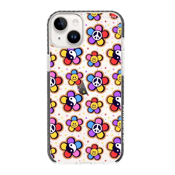 iPhone Case - Hippy 80s Fashion Mushroom Daisy Peace Rainbow