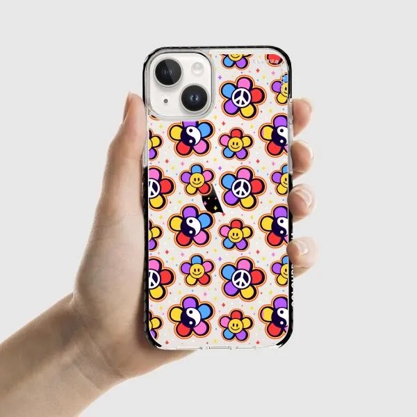 iPhone Case - Hippy 80s Fashion Mushroom Daisy Peace Rainbow